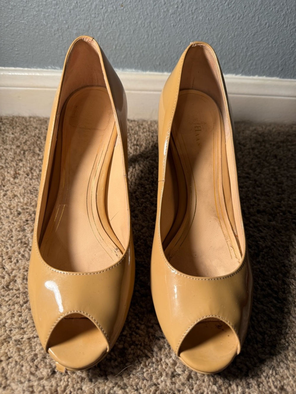 Cole Haan NikeAir Nude Patent Peep-Toe Heels